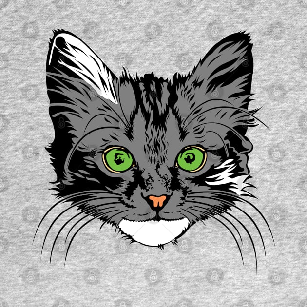 Green Eyed Grey Kitten by Miozoto_Design